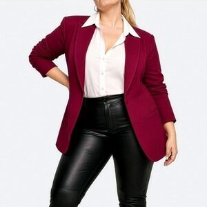 Rena Rowan Pure Wool Shawl Collar Blazer Deep Jazzberry 2X/3X